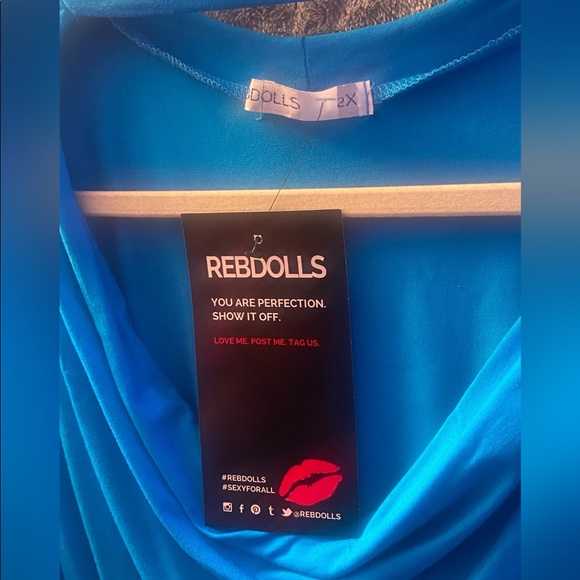 Rebdolls “Monopoly” Cowl Neck Mini Dress - Blue - Picture 2 of 7